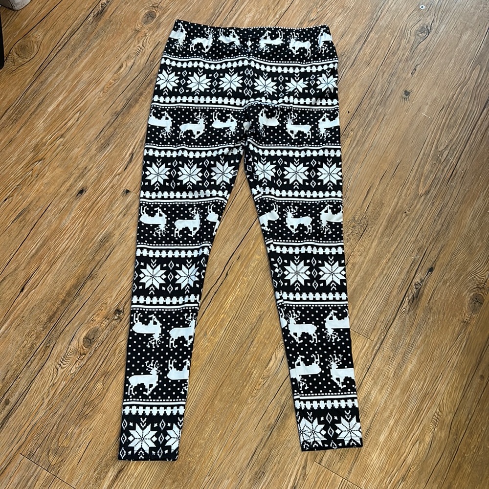 Holiday Leggings Women’s Black/White Size XL